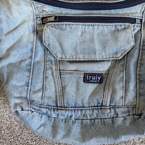 Vintage jean denim purse bag light 90s distressed cross body - Picture 2 of 9